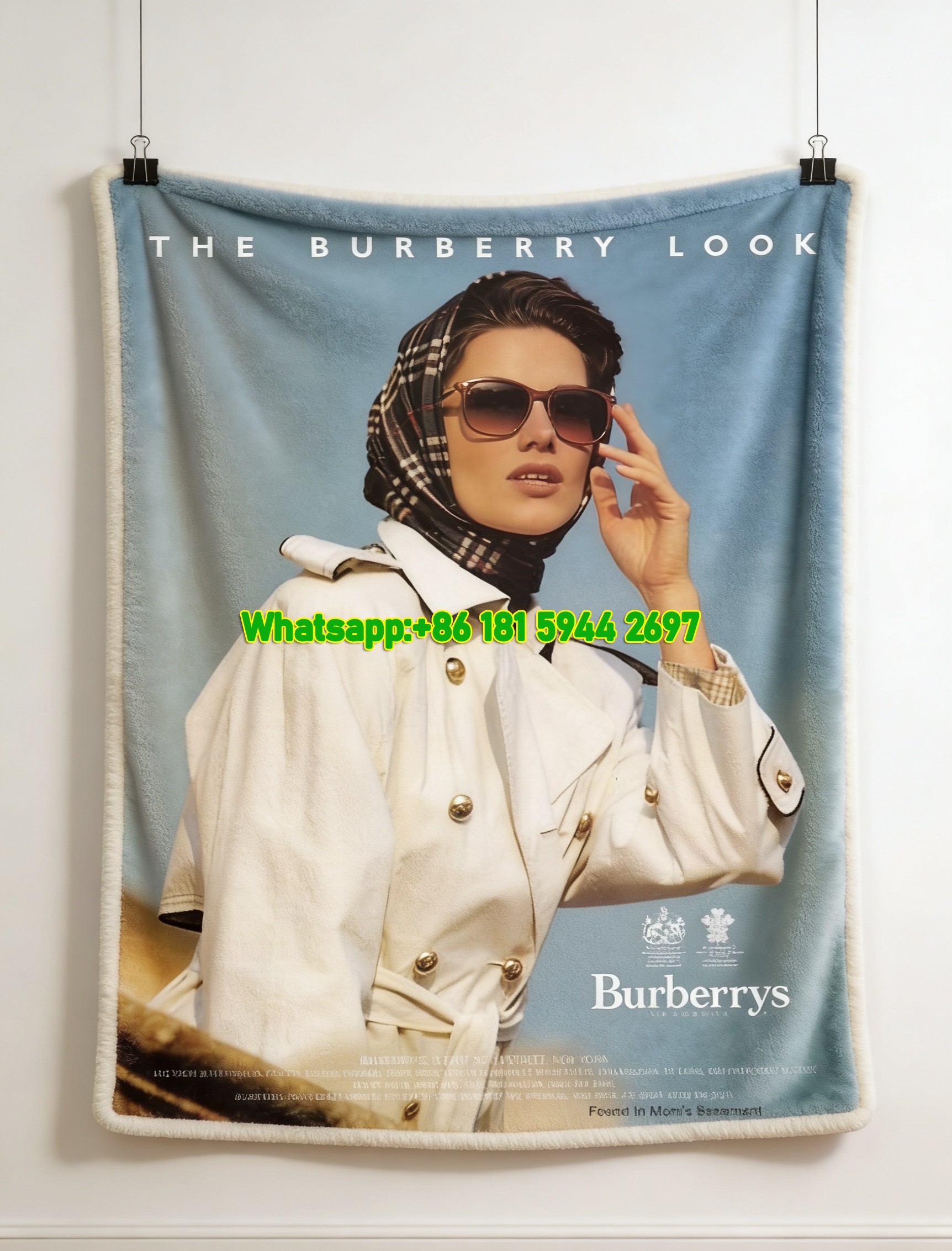 Burberrys Vintage Trench Coat Poster Flannel Sofa Throw Blanket B037